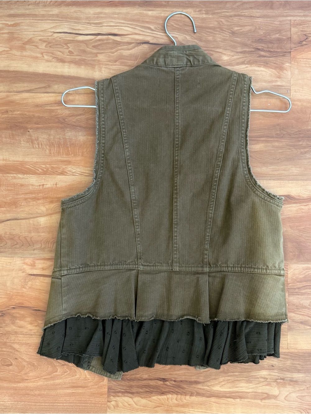 Free People Olive Military-Style Button Vest Small - Picture 4 of 4